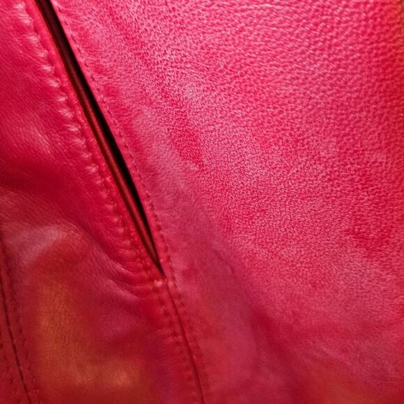 Siena Women's Leather Jacket Biker Full Zip Collar Red Size Large - Picture 12 of 12